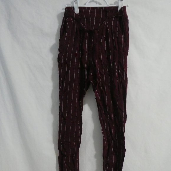 STREETWEAR SOCIETY | small | Burgundy and White Striped Pants | NWOT - Picture 1 of 15